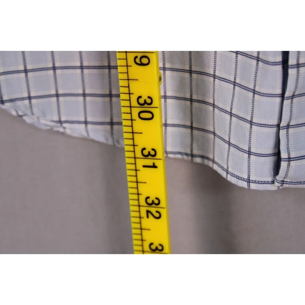 Banana Republic Men's Dress Shirt Blue Check Long Sleeve Button Front Size L